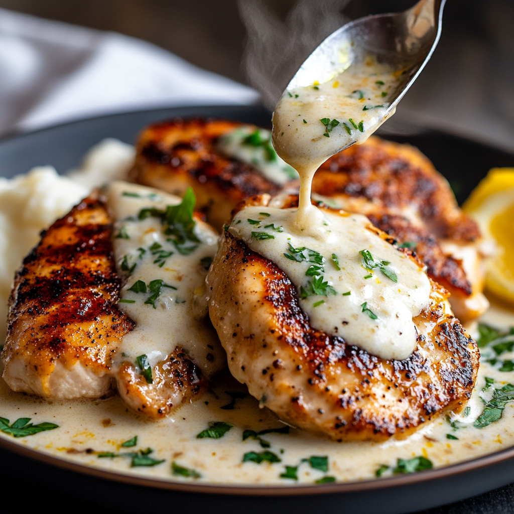 Chicken Steak with White Garlic Sauce