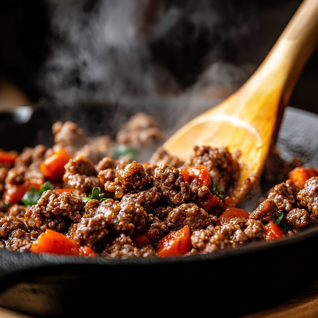 one pan queso steak and rice