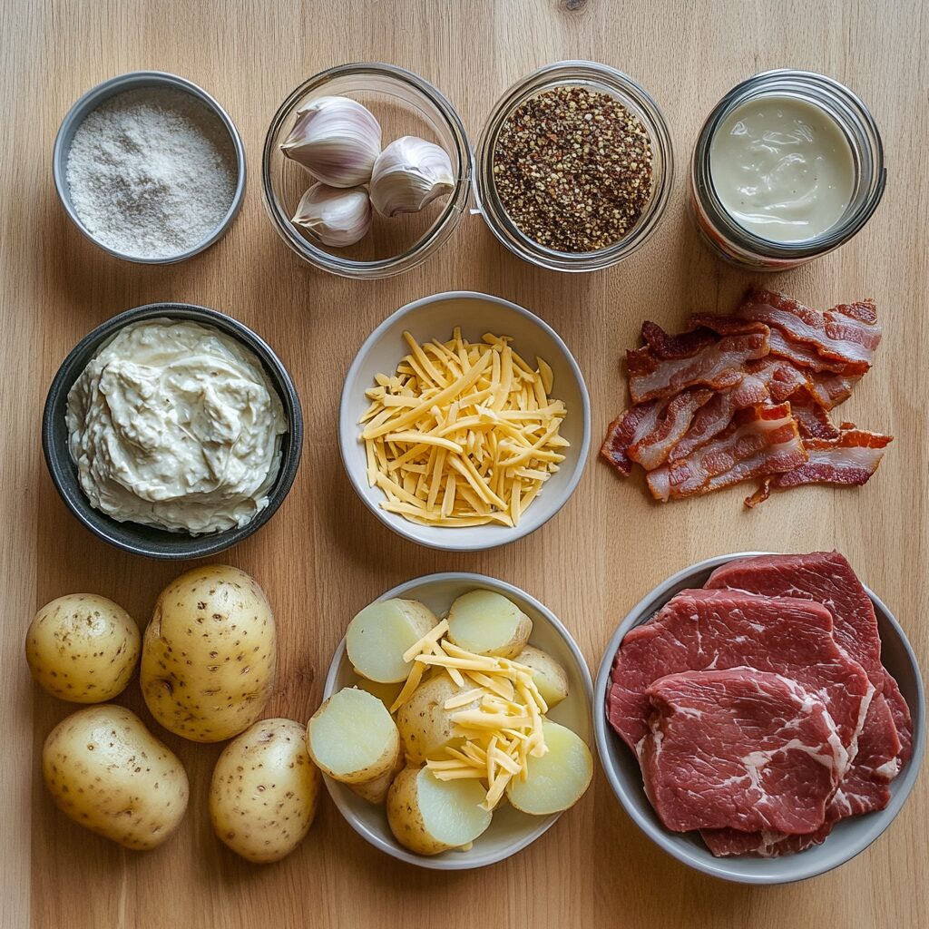 Crockpot Loaded Steak and Potato Bake