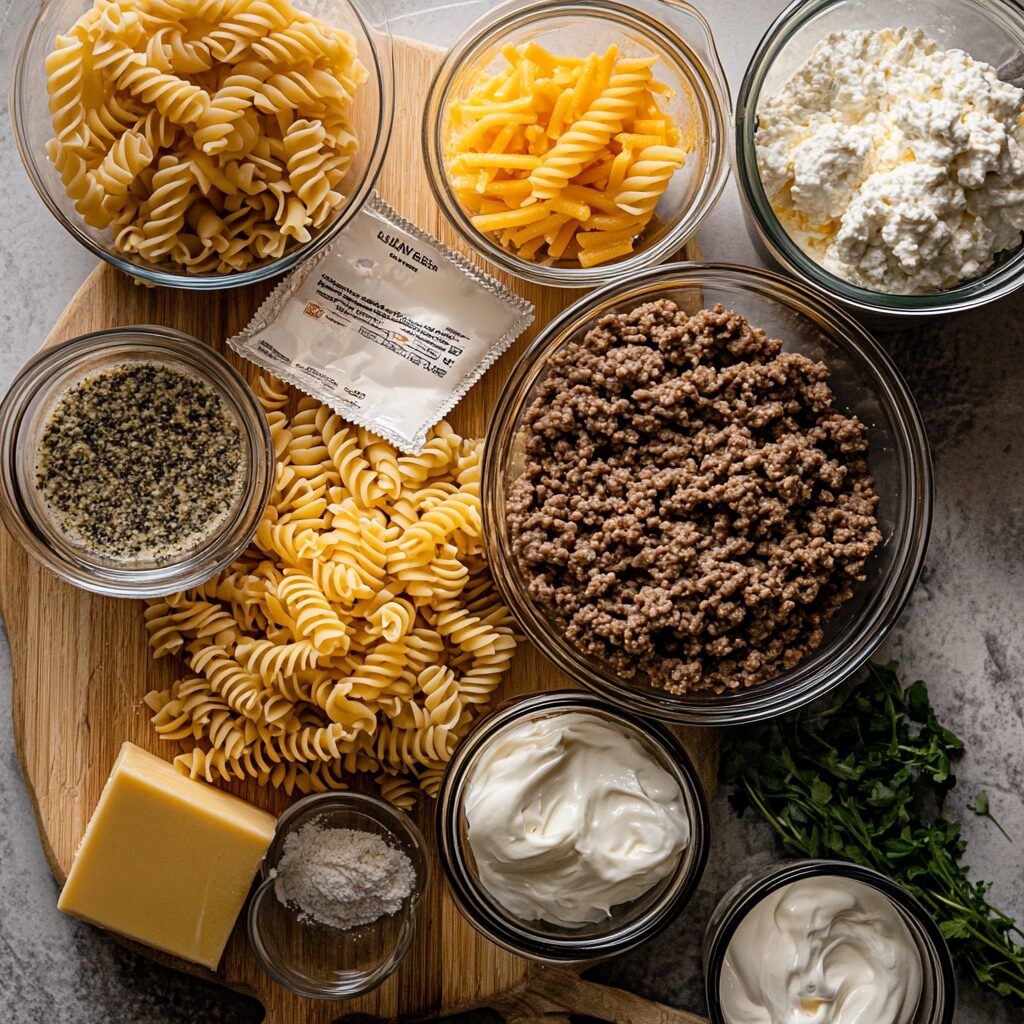 Slow Cooker Creamy Ranch Beef & Cheese Spiral Pasta
