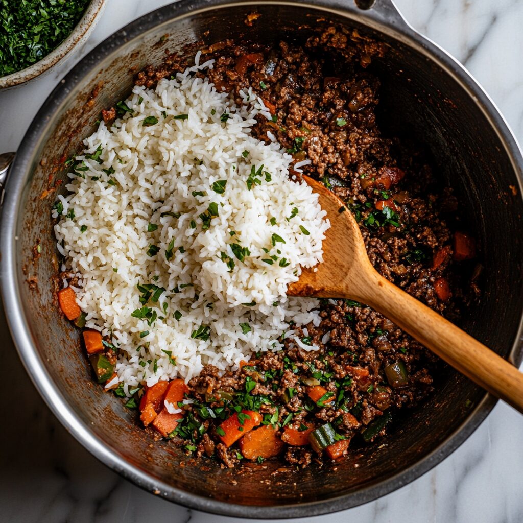 one pan queso steak and rice