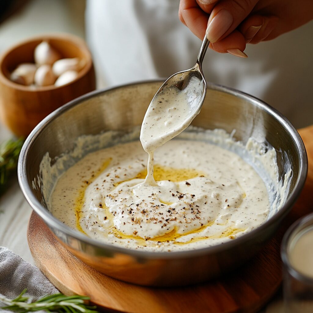 Preparing the Creamy Garlic Yogurt Sauce