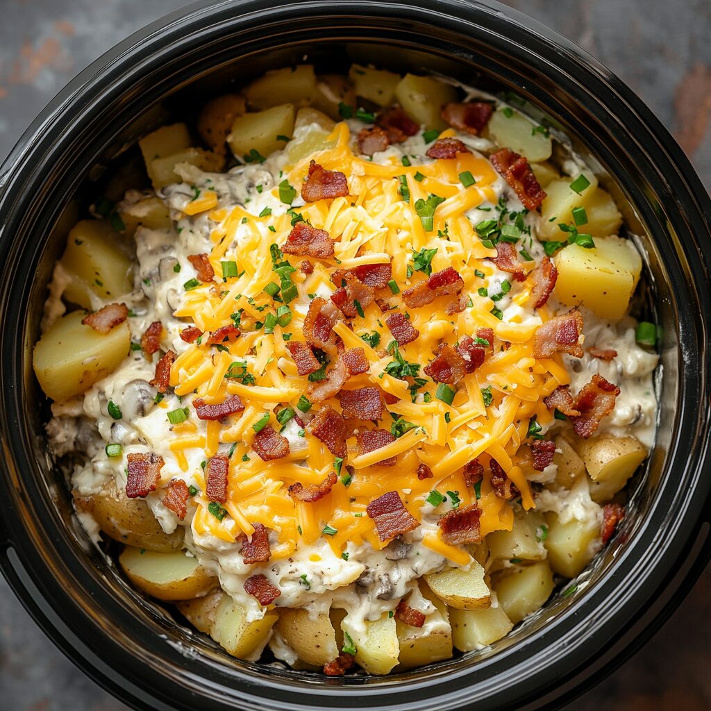 Crockpot Loaded Steak and Potato Bake