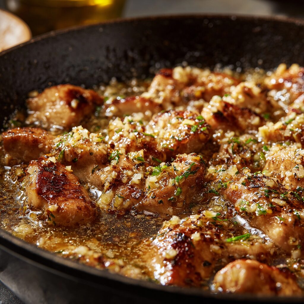 Garlic Butter Chicken Bites with Creamy Parmesan Pasta