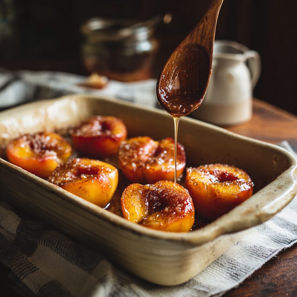 baked cinnamon sugar peaches